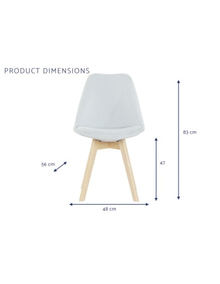 Silla de poliéster azul claro en madera de haya