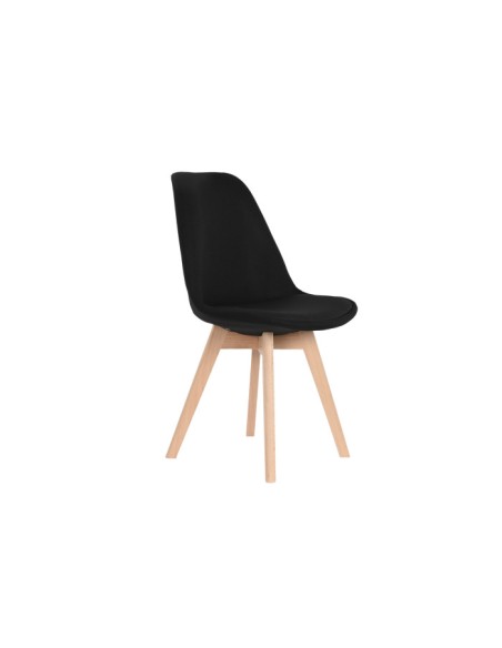 Silla de poliéster negra en madera de haya Silla de poliéster negra en madera de haya