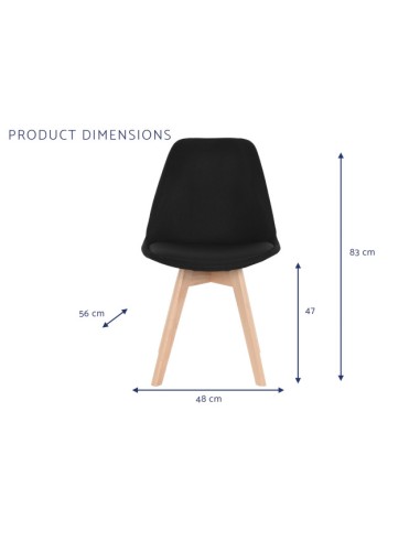 Silla de poliéster negra en madera de haya
