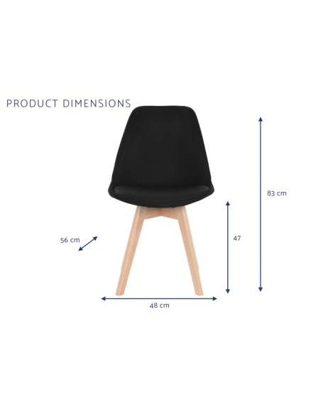 Silla de poliéster negra en madera de haya
