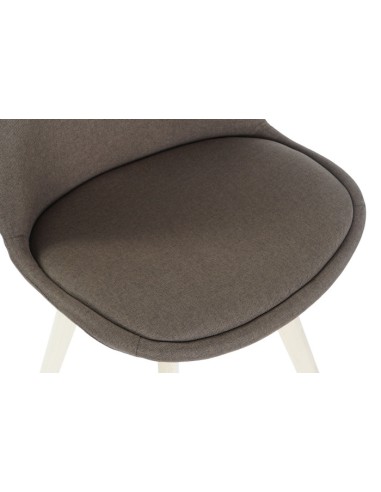 Silla de poliéster marrón patas de madera de haya