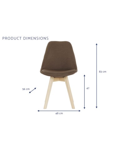 Silla de poliéster marrón patas de madera de haya