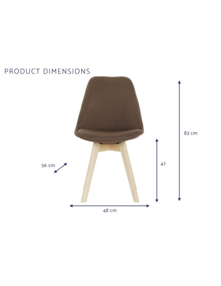 Silla de poliéster marrón patas de madera de haya