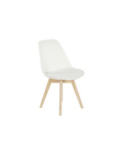 Silla poliéster blanca madera de haya