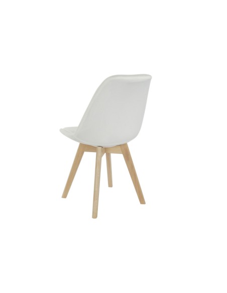 Silla poliéster blanca madera de haya