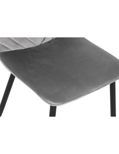 Silla terciopelo gris patas metal negras 2