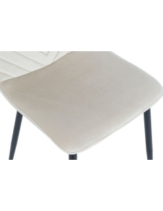 Silla terciopelo beige patas metal negras 2