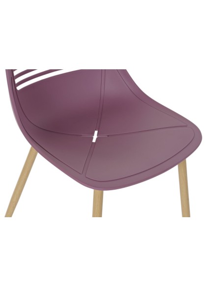 Silla PP magenta con patas de metal