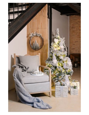 Sillón de poliéster gris de madera de abeto