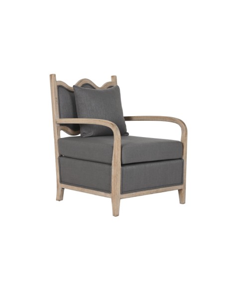 Sillón poliéster gris oscuro en madera de abeto. Sillón poliéster gris oscuro en madera de abeto.