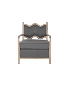Sillón poliéster gris oscuro en madera de abeto. 2