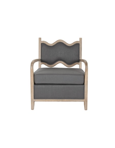 Sillón poliéster gris oscuro en madera de abeto.