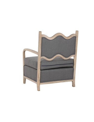 Sillón poliéster gris oscuro en madera de abeto.