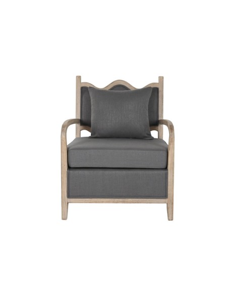 Sillón poliéster gris oscuro en madera de abeto.