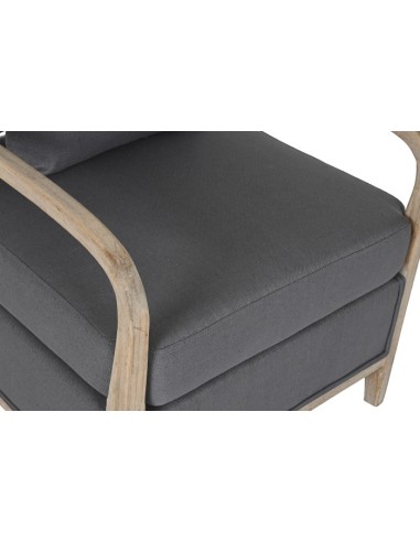 Sillón poliéster gris oscuro en madera de abeto.