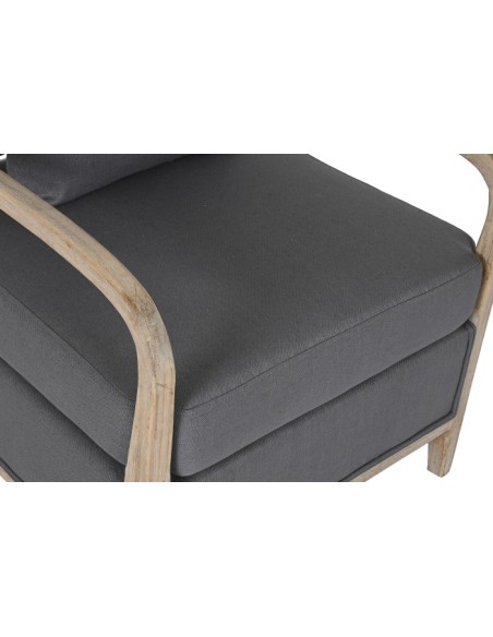 Sillón poliéster gris oscuro en madera de abeto.