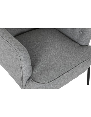 Sillón poliéster en gris patas metal