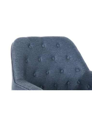 Sillón poliéster azul patas de metal