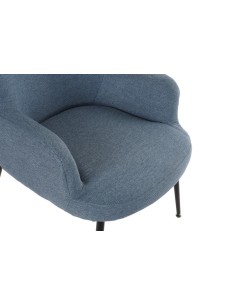 Sillón poliéster azul con reposapiés 2