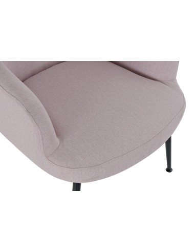 Sillón poliéster en rosa con reposapiés