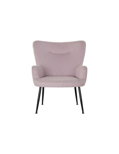 Sillón poliéster en rosa con reposapiés