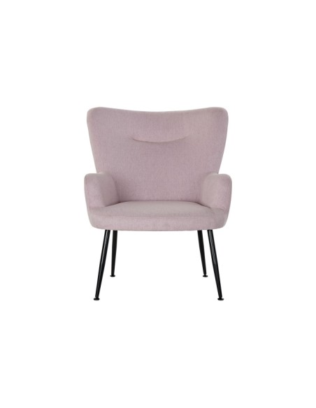 Sillón poliéster en rosa con reposapiés