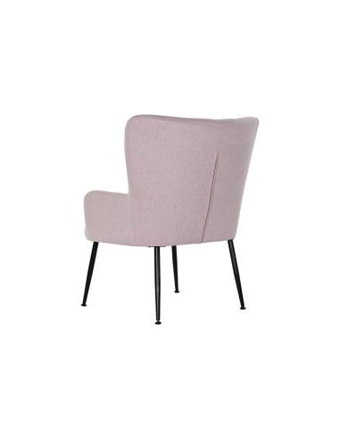 Sillón poliéster en rosa con reposapiés