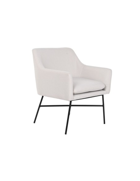 Sillón poliéster beige con patas de metal