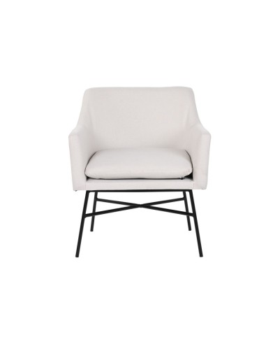 Sillón poliéster beige con patas de metal