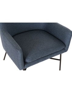 Sillón poliéster azul con patas metálicas 2