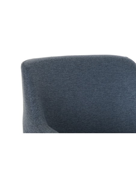 Sillón poliéster azul con patas metálicas