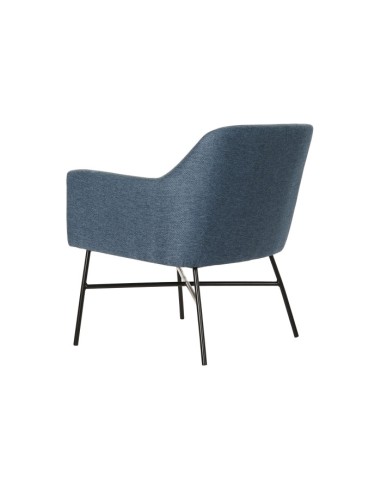 Sillón poliéster azul con patas metálicas
