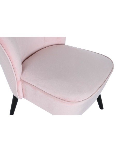 Sillón butaca en poliéster terciopelo rosa