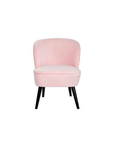 Sillón butaca en poliéster terciopelo rosa