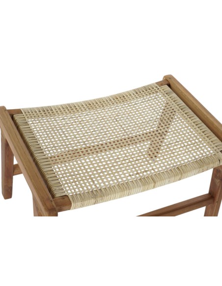 Descalzadora teca y ratán natural