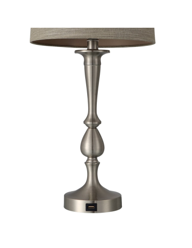 Lampara sobremesa níquel con USB