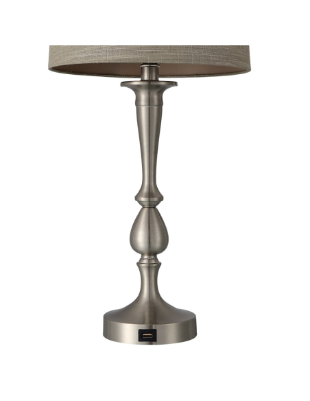 Lampara sobremesa níquel con USB