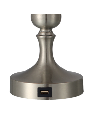 Lampara sobremesa níquel con USB