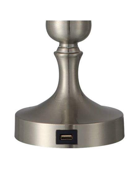 Lampara sobremesa níquel con USB