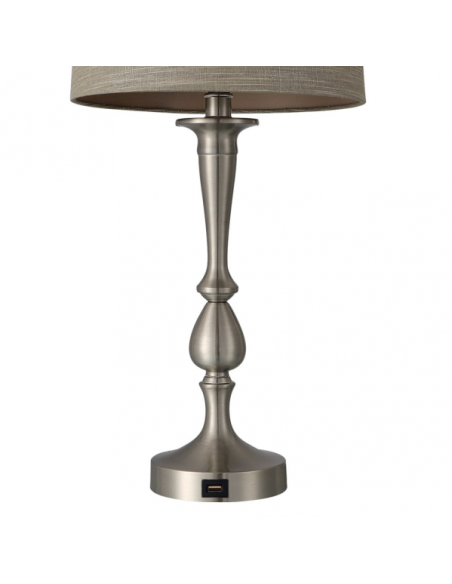 Lampara sobremesa níquel con USB