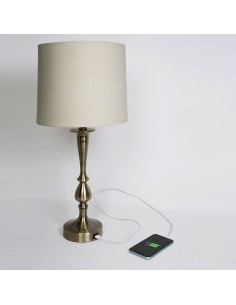 Lampara de sobremesa en cuero con USB 2