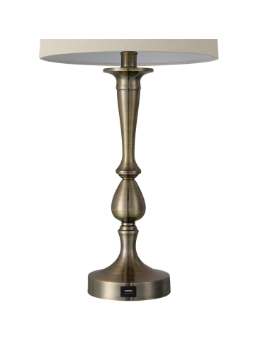 Lampara de sobremesa en cuero con USB