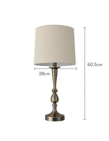 Lampara de sobremesa en cuero con USB