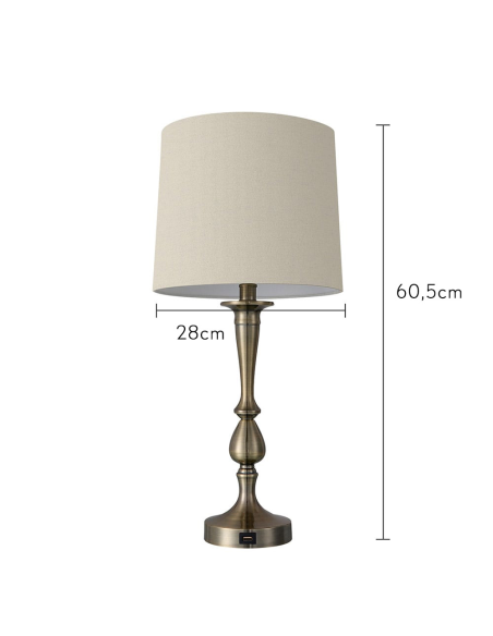 Lampara de sobremesa en cuero con USB