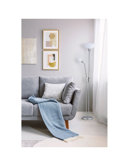 Lampara de pie 2 brazos níquel