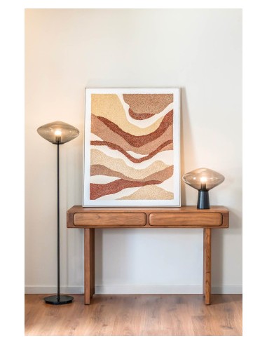 Lampara de pie metal con cristal