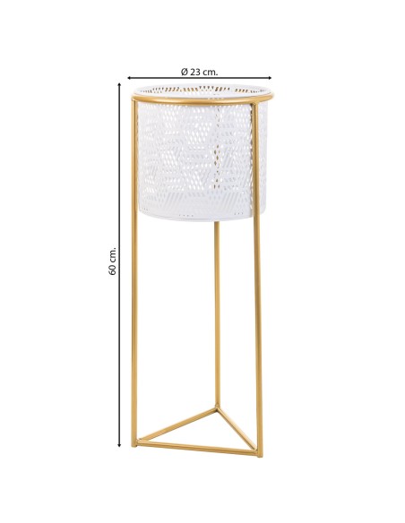 Macetero de Metal alto Blanco y Oro