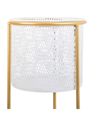 Macetero de Metal alto Blanco y Oro