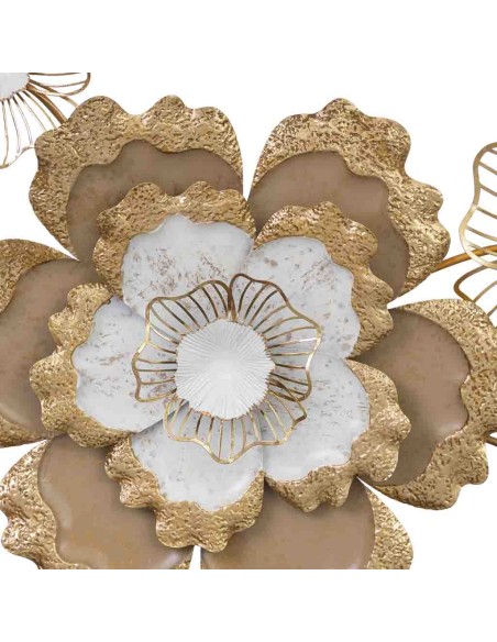 Decoración de pared flores en blanco y oro