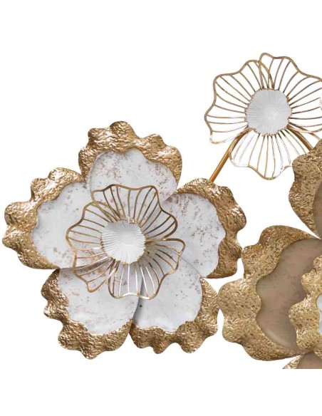 Decoración de pared flores en blanco y oro